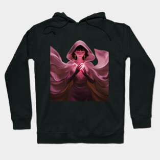 mystery fashion flowing pink robe, hood drawn up Hoodie