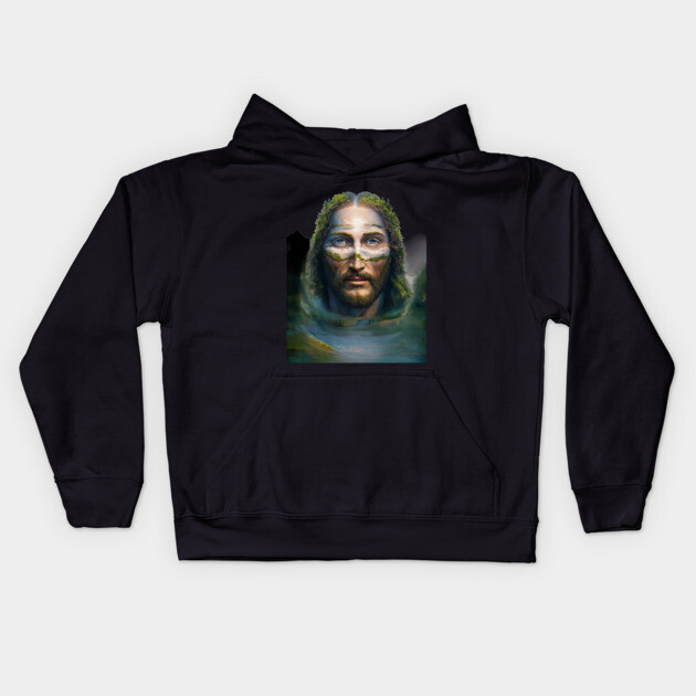 Jesus Christ With Green Head Kids Hoodie by animegirlnft