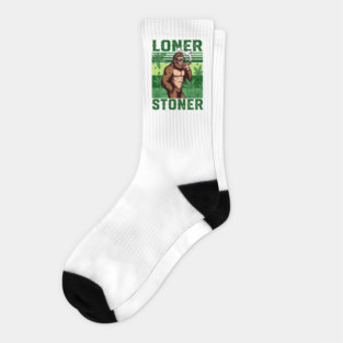 Bigfoot Smoking Cannabis Weed Lover Marijuana Loner A Stoner Socks