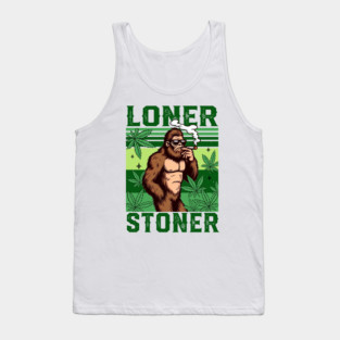 Bigfoot Smoking Cannabis Weed Lover Marijuana Loner A Stoner Tank Top