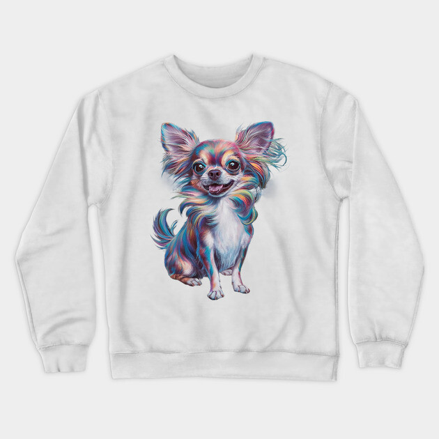 Highly Stylized and Colorful Representation of a Small Dog Crewneck Sweatshirt by animegirlnft