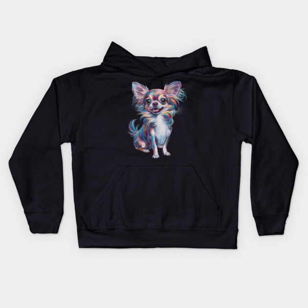 Highly Stylized and Colorful Representation of a Small Dog Kids Hoodie by animegirlnft