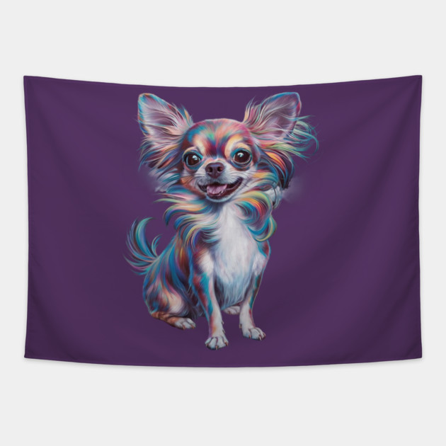 Highly Stylized and Colorful Representation of a Small Dog Tapestry by animegirlnft