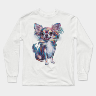 Highly Stylized and Colorful Representation of a Small Dog Long Sleeve T-Shirt