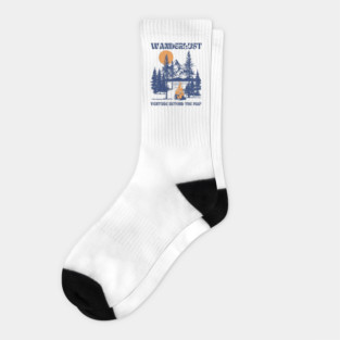 Wanderlust T-Shirt: Venture Beyond the Map - Scenic Camping Tee Socks
