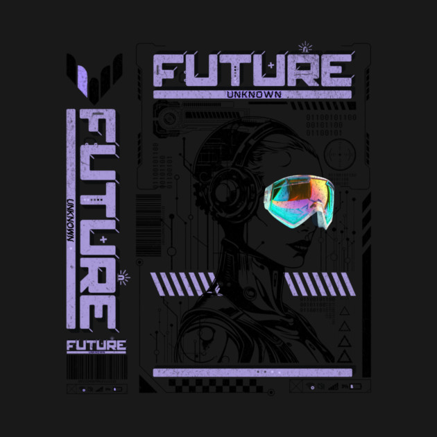 Future Unknown T-Shirt: Cyborg Humanoid Girl with Sunglasses - Futuristic Streetwear Tee by Designed By Marty