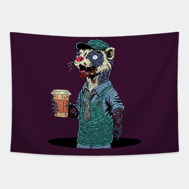 Zombie Ferret Barista Tapestry by H. R. Sinclair