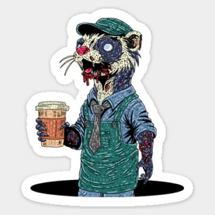 Zombie Ferret Barista Sticker