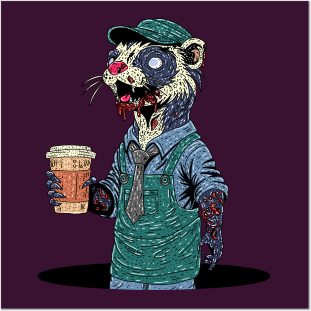 Zombie Ferret Barista Wall Art by H. R. Sinclair