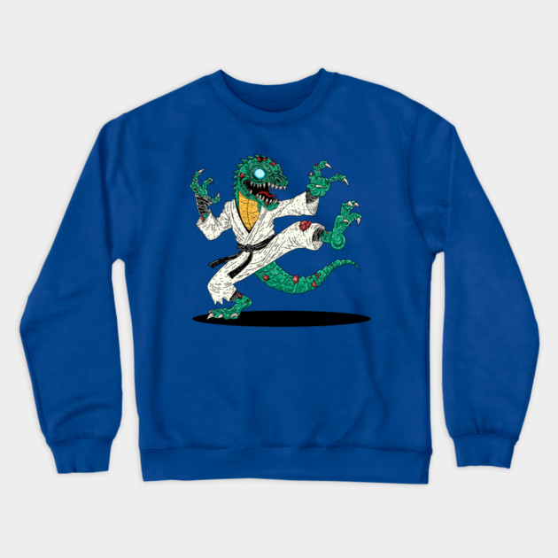 Kung Fu Lizard Zombie Crewneck Sweatshirt by H. R. Sinclair