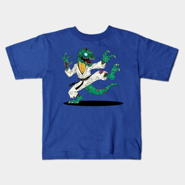 Kung Fu Lizard Zombie Kids T-Shirt by H. R. Sinclair