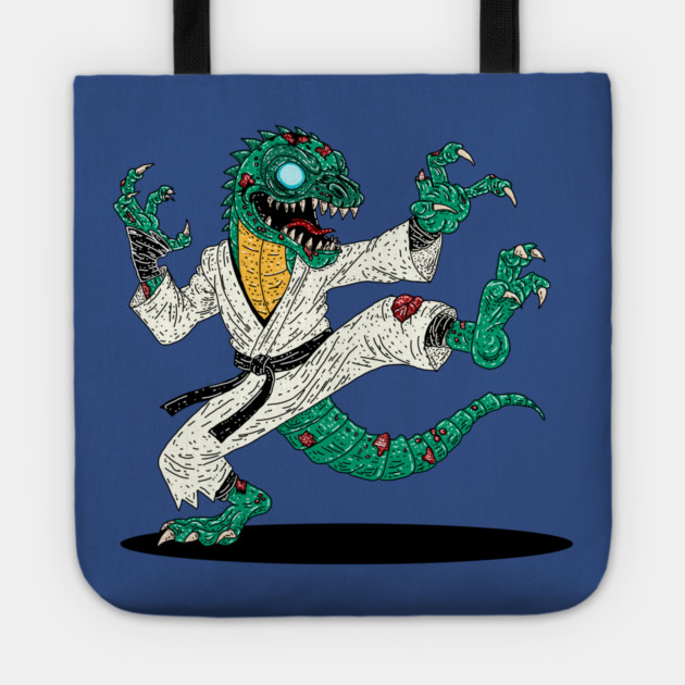 Kung Fu Lizard Zombie Tote by H. R. Sinclair