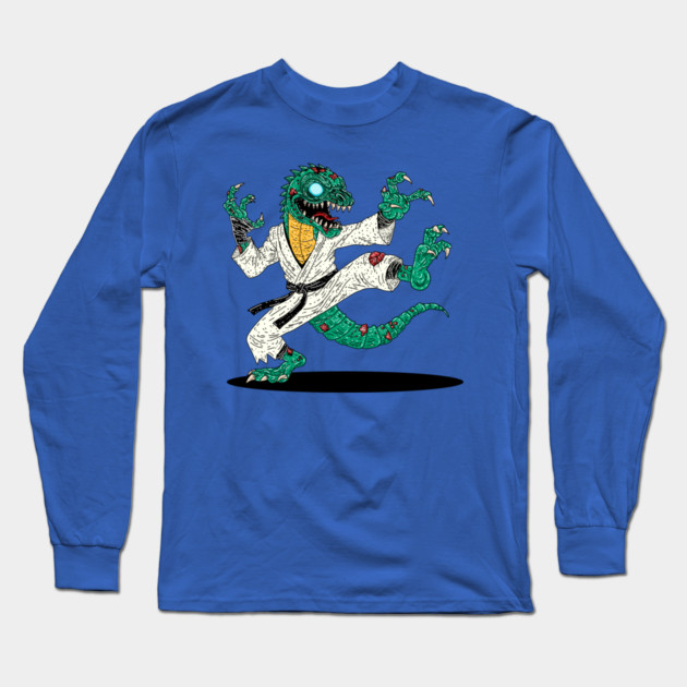 Kung Fu Lizard Zombie Long Sleeve T-Shirt by H. R. Sinclair