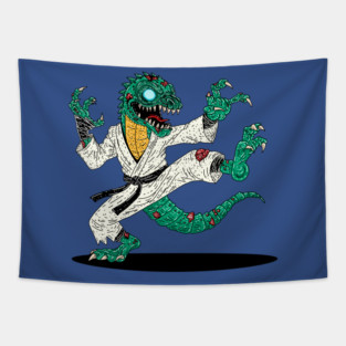 Kung Fu Lizard Zombie Tapestry