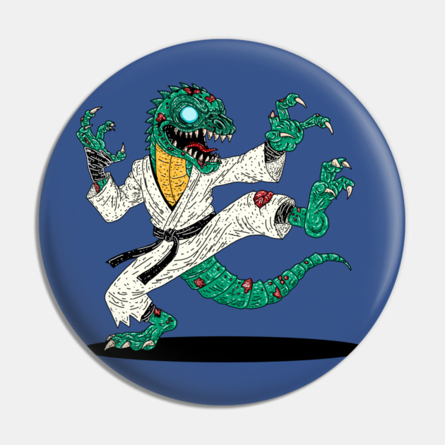 Kung Fu Lizard Zombie Pin by H. R. Sinclair