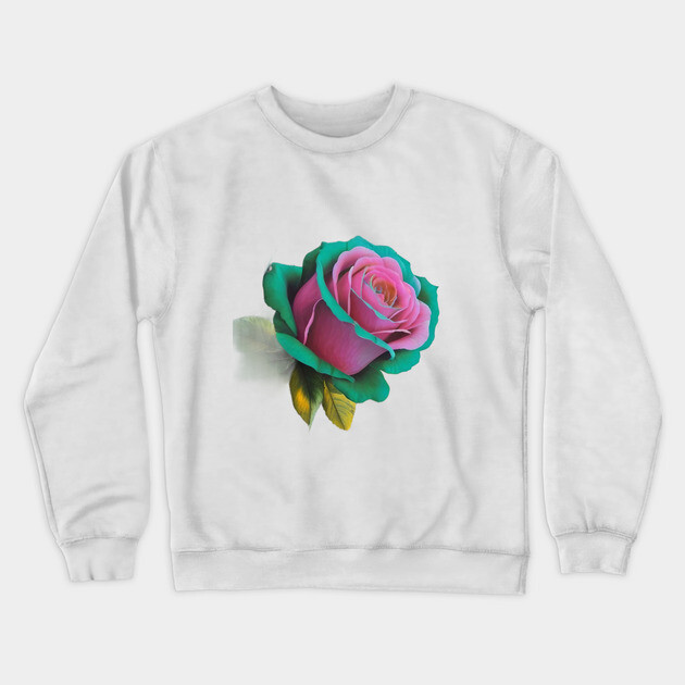 Pink Rose Crewneck Sweatshirt by animegirlnft