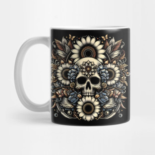 Golden Floral Skull Symphony Mug