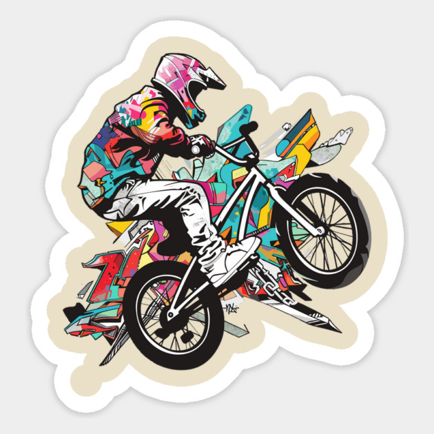 BMX Rider in Graffiti Colors Magnet by Vinokurio