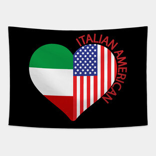 Italian American Italian Flag American Flag Heart Tapestry