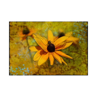 Bee on Cone Flower Mixed Media Art T-Shirt