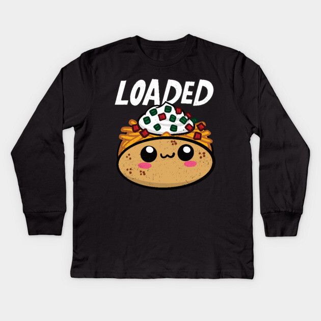 Food Kawaii Style Loaded Baked Potato Kids Long Sleeve T-Shirt by belownormal