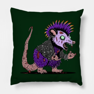 Punk Rock Possum Zombie Pillow