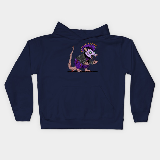 Punk Rock Possum Zombie Kids Hoodie by H. R. Sinclair