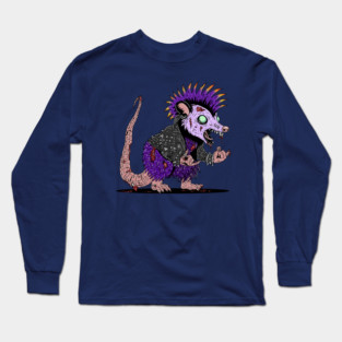 Punk Rock Possum Zombie Long Sleeve T-Shirt
