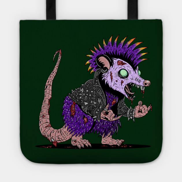 Punk Rock Possum Zombie Tote by H. R. Sinclair