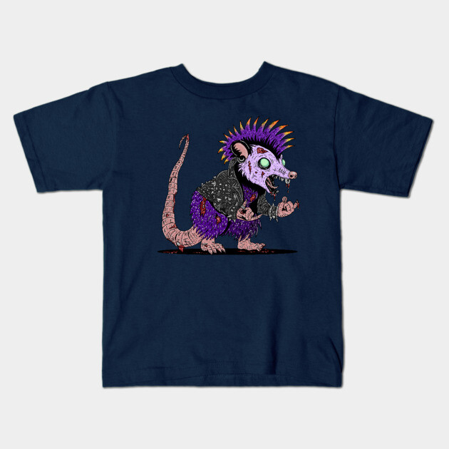 Punk Rock Possum Zombie Kids T-Shirt by H. R. Sinclair