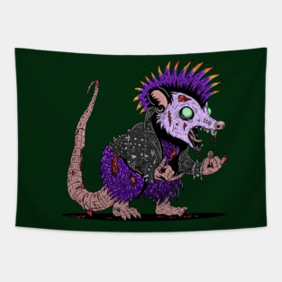 Punk Rock Possum Zombie Tapestry
