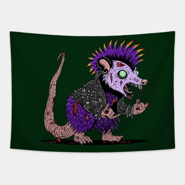 Punk Rock Possum Zombie Tapestry by H. R. Sinclair