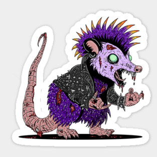 Punk Rock Possum Zombie Sticker