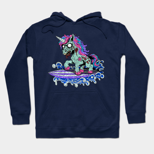 Surfer Unicorn Zombie Hoodie by H. R. Sinclair