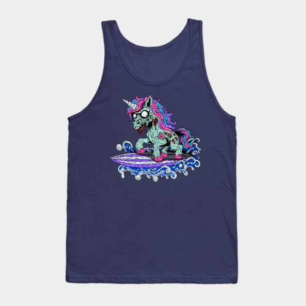 Surfer Unicorn Zombie Tank Top by H. R. Sinclair