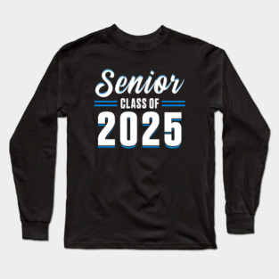 Retro Blue Class of 2025 Senior Graduation Vintage Funny Seniors 2025 Long Sleeve T-Shirt