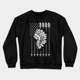 Cool Native American Arrow And Teepee Flag Art Funny Gift Crewneck Sweatshirt