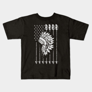 Cool Native American Arrow And Teepee Flag Art Funny Gift Kids T-Shirt