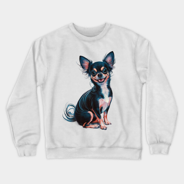 Chihuahua with Vibrant colors and Exaggerated Features. Crewneck Sweatshirt by animegirlnft
