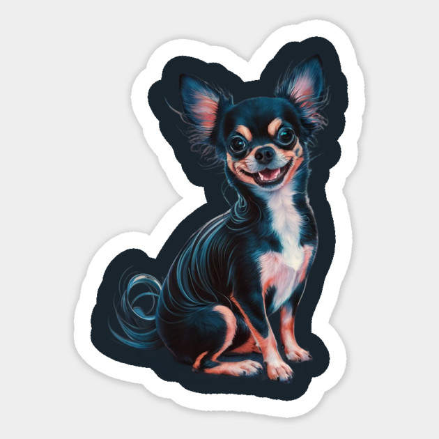 Chihuahua with Vibrant colors and Exaggerated Features. Sticker by animegirlnft