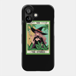 Cannabis Weed Lover Witch Smoking 420 The Stoner Tarot Card Phone Case