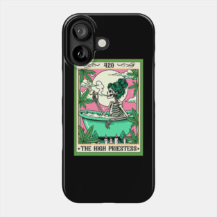 Cannabis Weed Skeleton Smoking The High Priestess Tarot Card Phone Case