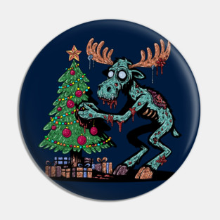 Christmas Moose Zombie Pin