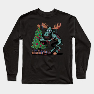 Christmas Moose Zombie Long Sleeve T-Shirt