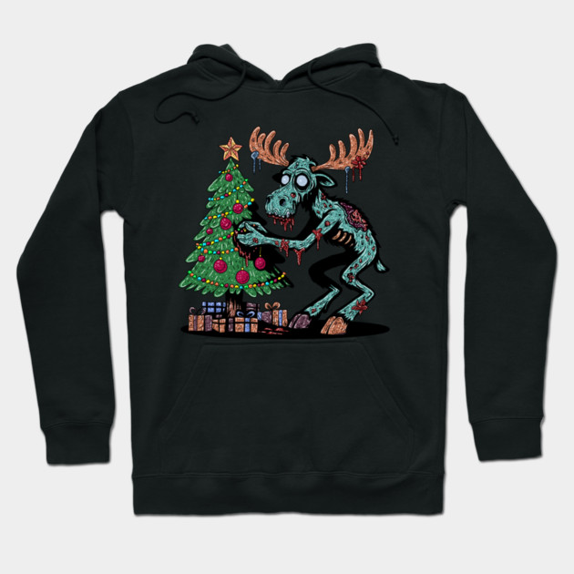 Christmas Moose Zombie Hoodie by H. R. Sinclair