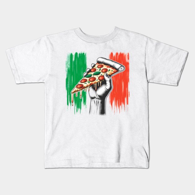 Pizza Lover Italian Flag Colors Kids T-Shirt by logiamerch