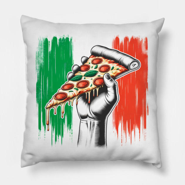 Pizza Lover Italian Flag Colors Pillow by logiamerch