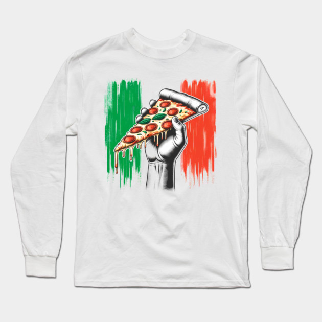 Pizza Lover Italian Flag Colors Long Sleeve T-Shirt by logiamerch