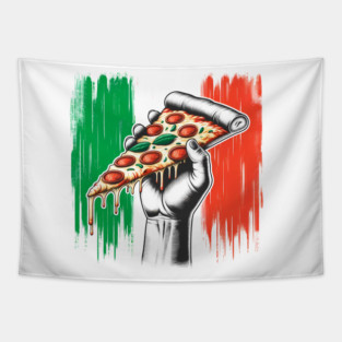 Pizza Lover Italian Flag Colors Tapestry