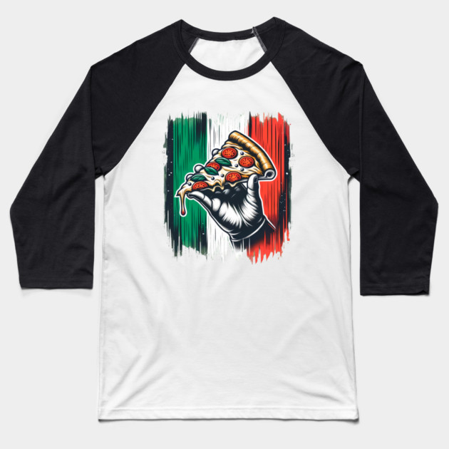 Pizza Lover Italian Colors Flag Style Baseball T-Shirt by logiamerch